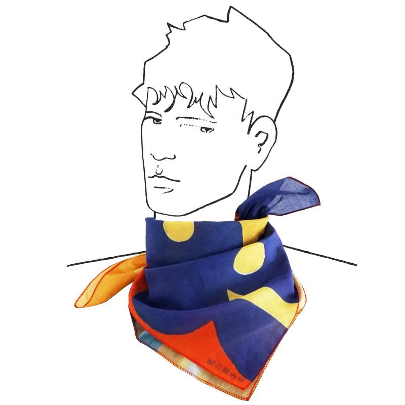 Color Halstuch Aus Biobaumwolle, Kopftuch Bandana Gelb Rot Blau Türkis von YSTEER