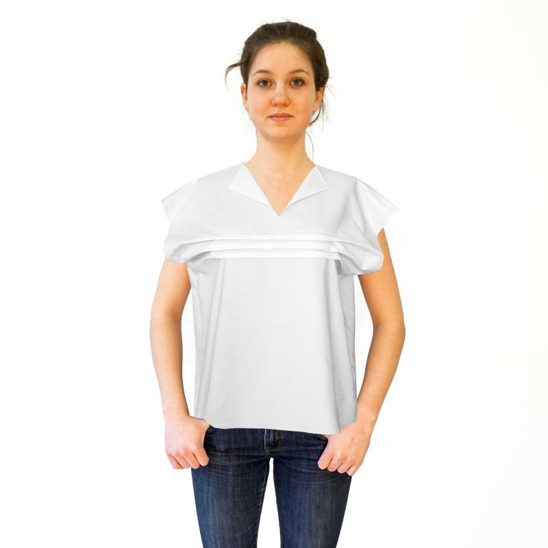 Casual Bluse Mit Falten in Seide, Leinen + Baumwolle von YSTEER