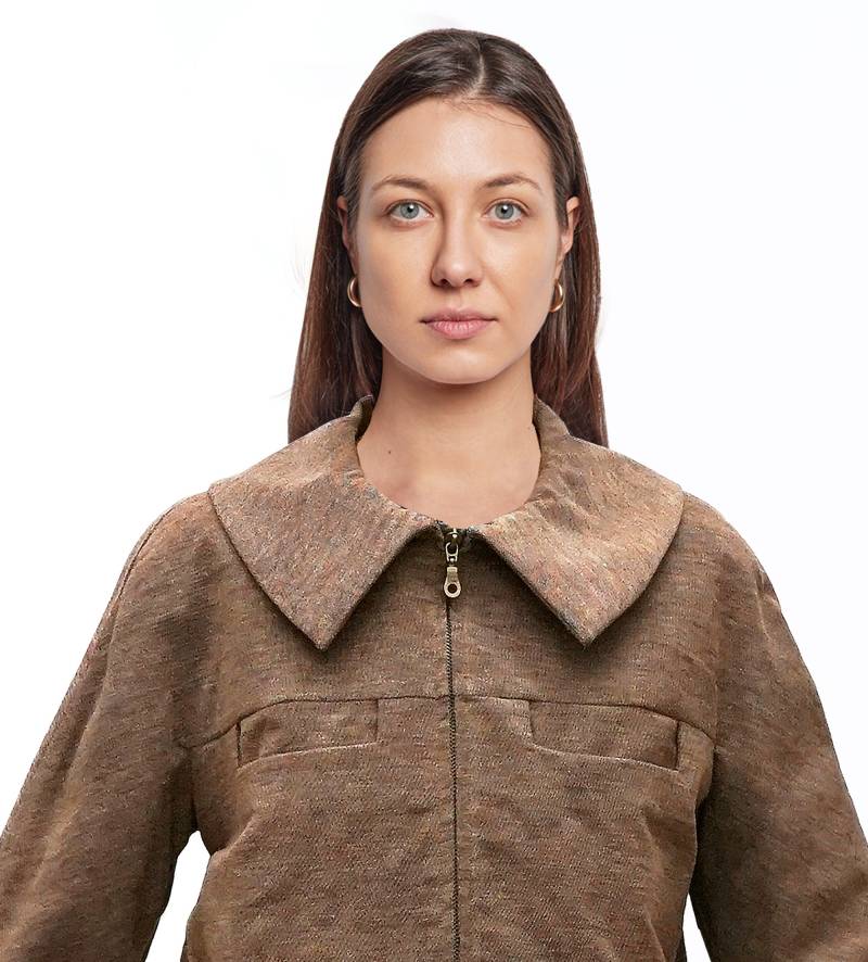 Frauen Kimono Jacke Mit Reißverschluss Aus Wolle in Braun von YSTEER