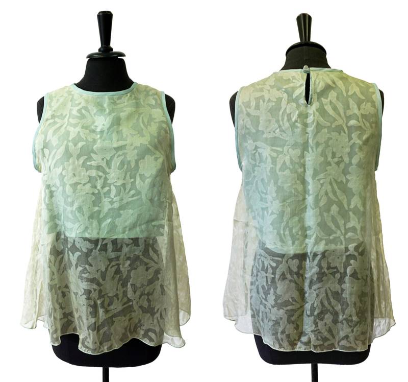 Frauen Seiden Top Mit Tasche, Durchscheinend Grün von YSTEER