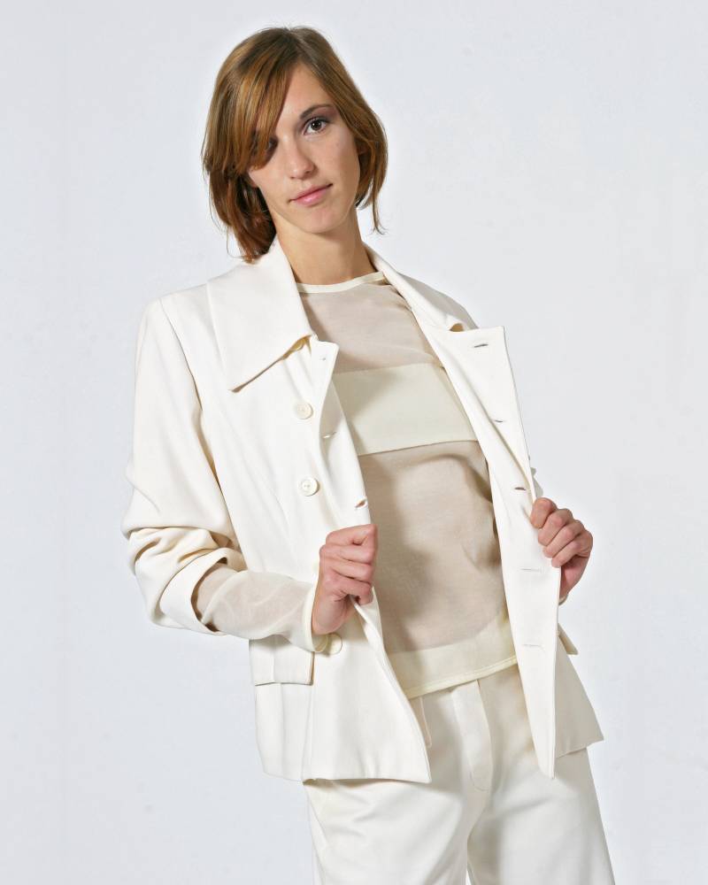 Kurze Zweireihige Jacke Mit Klappentaschen, Wiener Naht von YSTEER