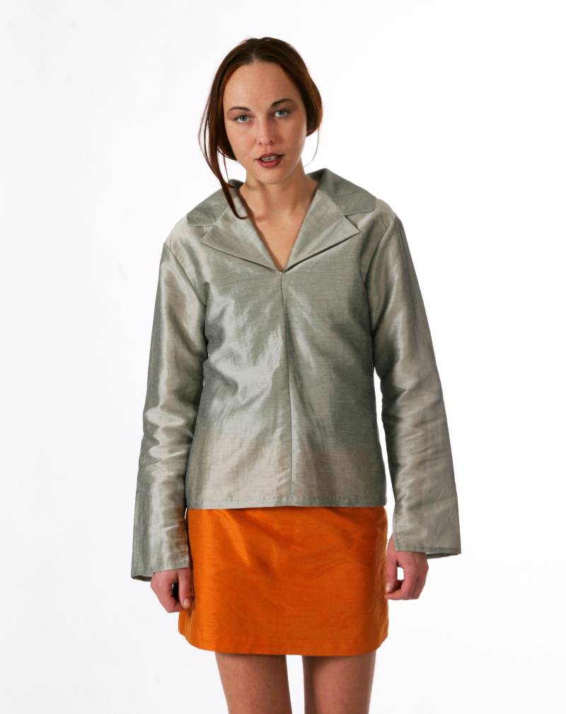 Kurzer Seiden Rock in Weiß Dupion-Seide von YSTEER