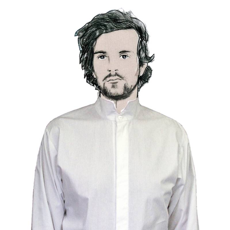 stehkragen-Hemd Mit Verdeckter Knopfleiste Und Ärmel Schlitzen in Weiß, Türkisblau Schwarz von YSTEER