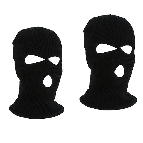 YSTP Sturmhaube, 2 Stücke 3 Löcher Gestrickte Sturmhauben Ski Mask Winddicht Warm Sturmmaske Sturmhaube Motorrad für Outdoor Sport Herren und Damen (2, Schwarz) von YSTP