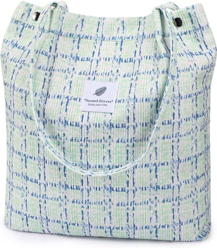 YSTrillion Shoulder bag Bolso de Hombro para Mujer,Bolso de Mano de Pana,Bolso de Compras Bolsos Casuales Retro,Bolso de Compras de Gran Capacidad(Grün) von YSTrillion