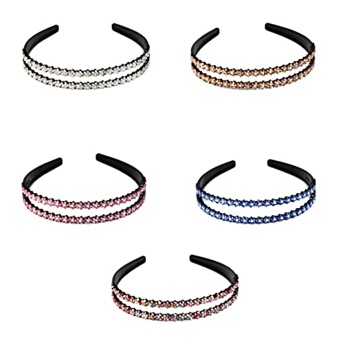 YSTrillion Strass Haarband 5 Stücke Haarschmuck Damen,Rutschfest Doppelten Reihen Kristall Haarbänder,Modische Haarreife,Hochzeit Braut Haarbander von YSTrillion