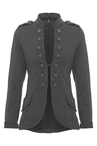 YSU Damen Blazer Damenjacke Military Knöpfe S-XXXL (dunkelgrau, XL) von YSU
