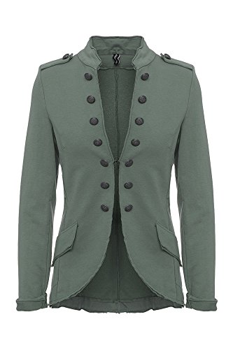 YSU Damen Blazer Damenjacke Military Knöpfe S-XXXL (Khaki, M) von YSU