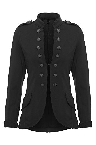 YSU Damen Blazer Damenjacke Military Knöpfe S-XXXL (schwarz, M) von YSU