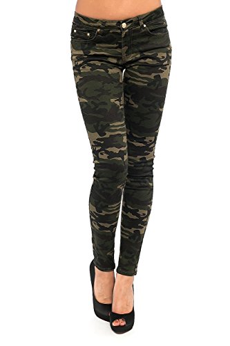 Damen Jeans Hose Skinny Röhre Camouflage Damenjeans Army Hüftjeans Hüfthose Stretch, Größe:38/M von YSU