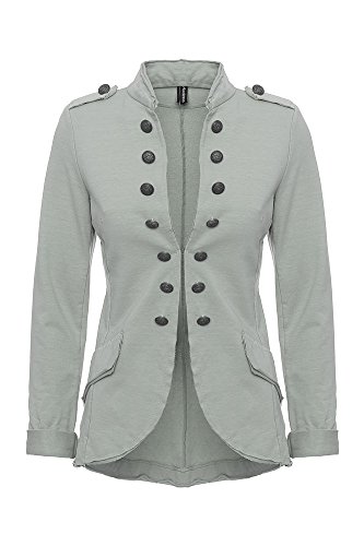 YSU Damen Blazer Damenjacke Military Knöpfe S-XXXL (Grey, M) von YSU