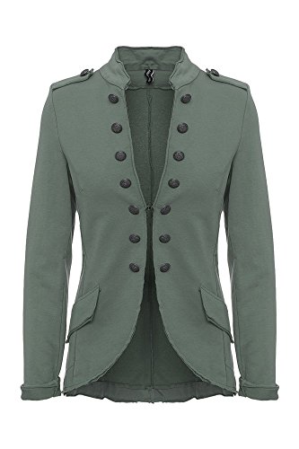 YSU Damen Blazer Damenjacke Military Knöpfe S-XXXL (Khaki, S) von YSU