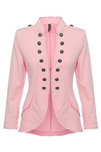 YSU Damen Blazer Damenjacke Military Knöpfe S-XXXL (rosa, L) von YSU