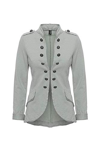 YSU Damen Blazer Damenjacke Military Knöpfe S-XXXL (Grey, XXXL) von YSU