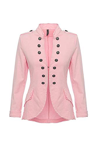 YSU Damen Blazer Damenjacke Military Knöpfe S-XXXL Urban Streetwear ideal auch für Karneval Karnevalskostüm (rosa, XXL) von YSU