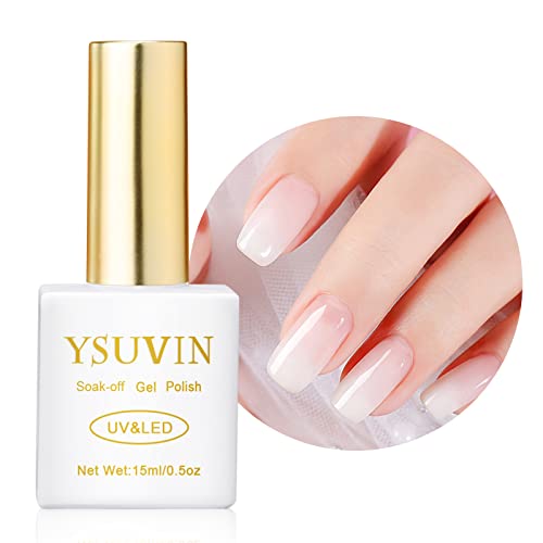 YSUVIN UV Nagellack Milchig Weiss, 15ML Transparent Milky Sheer Gel Nagellack Soak Off UV Gellack für Frauen Home Hochzeitsfeier DIY Nail Art Salon Maniküre von YSUVIN