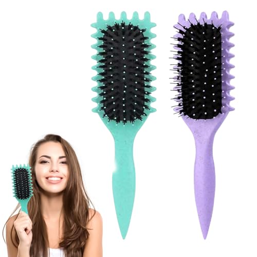 Haarbürsten für lockige Haare, Lockendefinierungs-Styling-Werkzeug für Damen und Herren, entwirrt, formt und definiert Locken mit weniger Ziehen und reduzierter Trennung, Grün und Lila, 2 Stück Haarbürsten für lockige Haare, Lockendefinierungs-Styling-Werkzeug für Damen und Herren, entwirrt, formt und definiert Locken mit weniger Ziehen und reduzierter Trennung, Grün und Lila, 2 Stück von YSUY