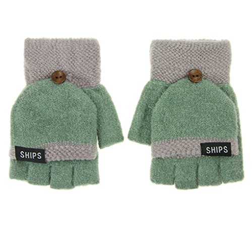 YSXY Fingerlose Handschuhe Thermohandschuhe Fäustlinge mit Knopf Klappe für Damen Herren JungenMädchen Winter Warm Strickhandschuhe Winterhandschuhe von YSXY