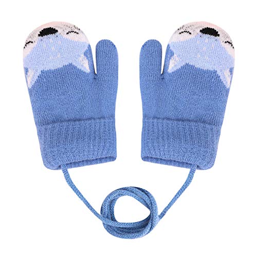 YSXY Süße Fäustlinge Baby Kleinkind Gestrickte Handschuhe für 1 2 3 Jahre Jungen Mädchen Winter Warme Strickhandschuhe mit schnur Fleece-Innenfutter von YSXY