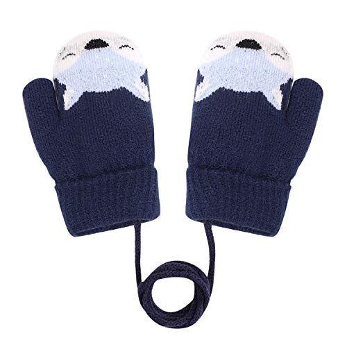 YSXY Süße Fäustlinge Baby Kleinkind Gestrickte Handschuhe für 1 2 3 4 5 6 Jahre Jungen Mädchen Winter Warme Strickhandschuhe mit schnur Fleece-Innenfutter von YSXY