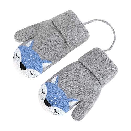 YSXY Süße Fäustlinge Baby Kleinkind Gestrickte Handschuhe für 1 2 3 4 5 6 Jahre Jungen Mädchen Winter Warme Strickhandschuhe mit schnur Fleece-Innenfutter von YSXY