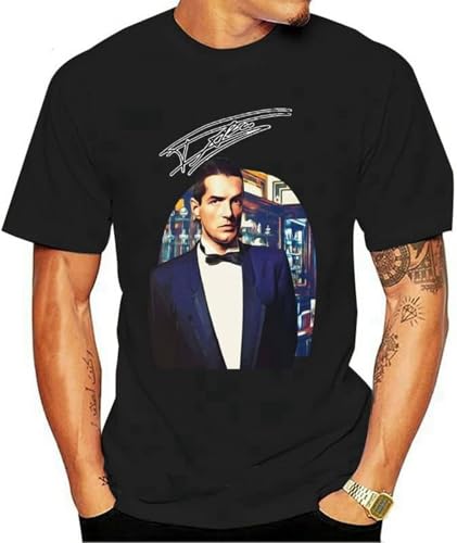 Falco at The Cafe T Shirt Graphic Design Photo Manipulation Collage Cafe Demel Vienna Austria Man Evening Attire Bar Autograph Black L von YSYJWMD