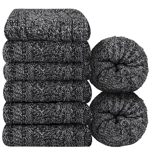 YSense Beau 6 Paar Merino WolleSocken für Herren Thermosocken Wintersocken Atmungsaktiv Wandersocken Trekkingsocken Baumwollsocken Business & Freizeit Stricksocken Sportsocken EU 38-45 von YSense Beau