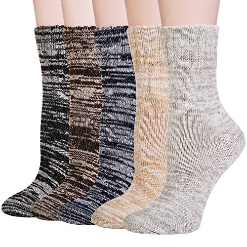 YSense Snug 5 Paar Wollsocken Damen, Warme Socken Damen, Thermosocken, Dicke Socken für den Winter von YSense Snug