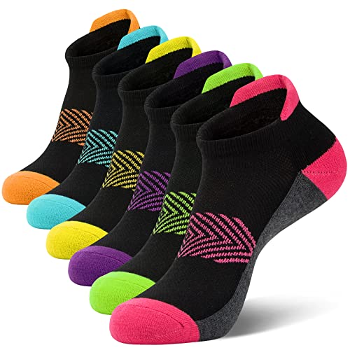 YSense Snug 6 Paar Sneaker Knöchel Socken Damen, Gepolsterte Laufsocken Damen, Füßlinge Sportsocken, Atmungsaktive Kurz Söckchen für Sport, Klettern, Wandern, Größe 35-40 von YSense Snug