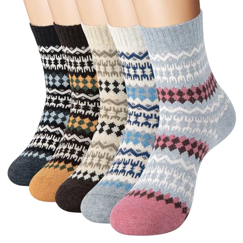 YSense Snug Thermo Wollsocken für Frauen, 5 Paar Kuschelige Socken in Verschiedenen Farben, Bequem Wärmend von YSense Snug