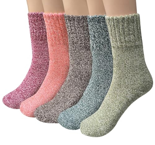 YSense Snug 5 Paar Wollsocken Stricksocken Winter Damensocken Thermosocken Socken MEHRWEG von YSense