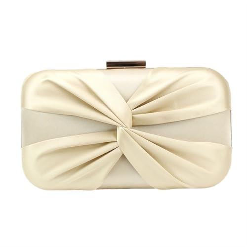 YShiuoL Damen Clutch Satin Abend Clutch Tasche for Frauen Lady Party Hochzeit Beutel Kette Schulter Umhängetaschen(Light Gold) von YShiuoL