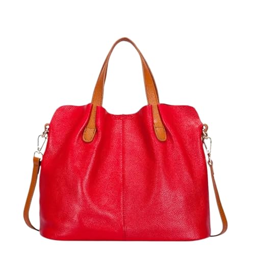 YShiuoL Umhängetasche Damen Cossbody Tasche Weibliche Leder frauen Taschen Mode Pendeln Handtaschen Einfarbig Tote Messenger Schulter(Red) von YShiuoL