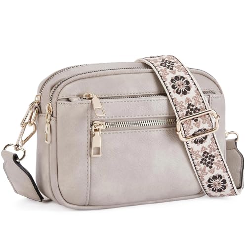 YShiuoL Umhängetasche Damen Crossbody Schultertaschen Reißverschluss Spleißen Trendy Freizeit Vielseitig Klein Quadratisch Stil(Grey) von YShiuoL