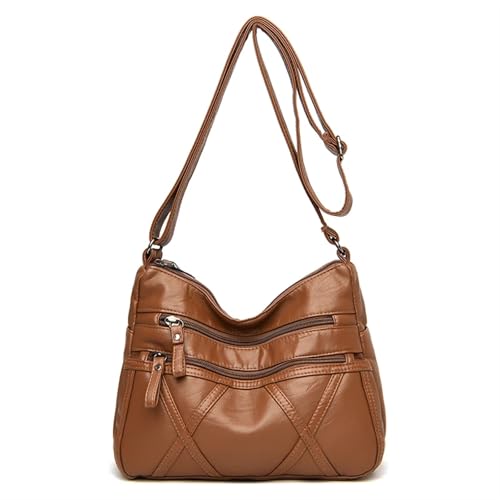 YShiuoL Umhängetasche Damen Damen Crossbody Schulter Messenger Bags Weiche Leder Handtaschen Bolsos Leichte(Brown) von YShiuoL