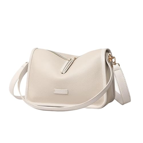 YShiuoL Umhängetasche Damen Frauen Umhängetasche Tote Tasche Leder Schulter Einfarbig Rindsleder Weibliche Messenger Handtasche(Beige) von YShiuoL