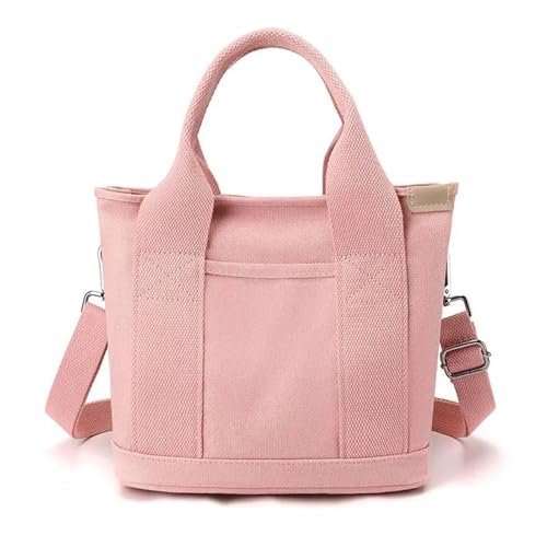 YShiuoL Umhängetasche Damen Frauen Umhängetaschen Kleine Tasche mit Reißverschluss Mode Dame Einzelnen Schulter Tragbare Verdickte Leinwand Eimer Einkaufstasche(Pink) von YShiuoL
