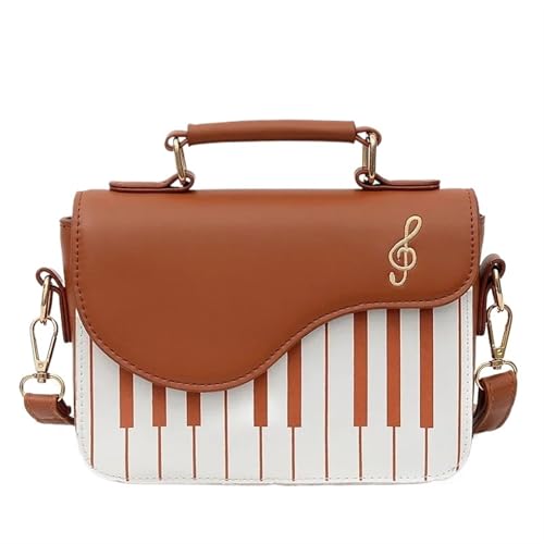 YShiuoL Umhängetasche Damen Frauen Umhängetaschen PU Leder Umhängetasche Klavier Design Handtasche Mode Corssbody Tasche Münze Geldbörse Paket(Brown) von YShiuoL