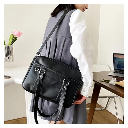 YShiuoL Umhängetasche Damen Schultertasche Damen PU-Leder Uniformtasche Mädchenhandtaschen reine Farbe Umhängetaschen Einkaufstasche(Black) von YShiuoL