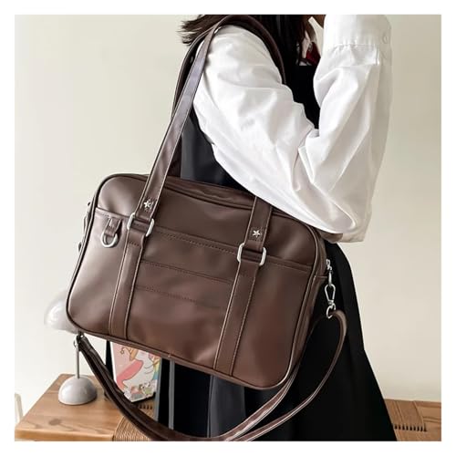 YShiuoL Umhängetasche Damen Schultertasche Damen PU-Leder Uniformtasche Mädchenhandtaschen reine Farbe Umhängetaschen Einkaufstasche(Dark Brown) von YShiuoL