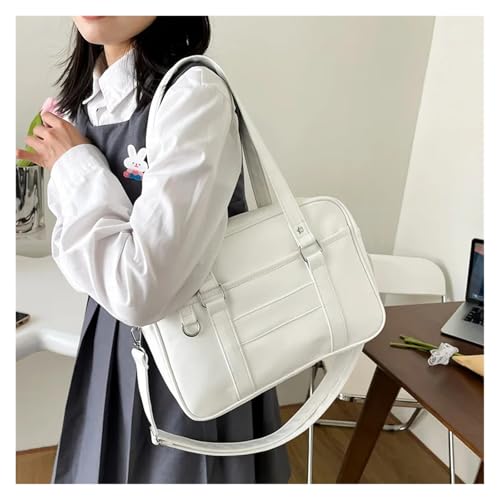 YShiuoL Umhängetasche Damen Schultertasche Damen PU-Leder Uniformtasche Mädchenhandtaschen reine Farbe Umhängetaschen Einkaufstasche(White) von YShiuoL