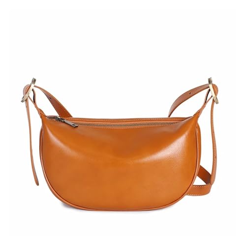 YShiuoL Umhängetasche Damen Umhängetasche, vielseitige Rindsleder-Knödeltasche for Pendeln, Damen-Ledertasche, Einzelschulter(Orange) von YShiuoL