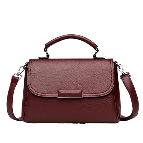 YShiuoL Umhängetasche Damen Umhängetasche Leder Damen Handtaschen Mode Weibliche Messenger Tragetaschen Frauen Schulter(Dark Red) von YShiuoL