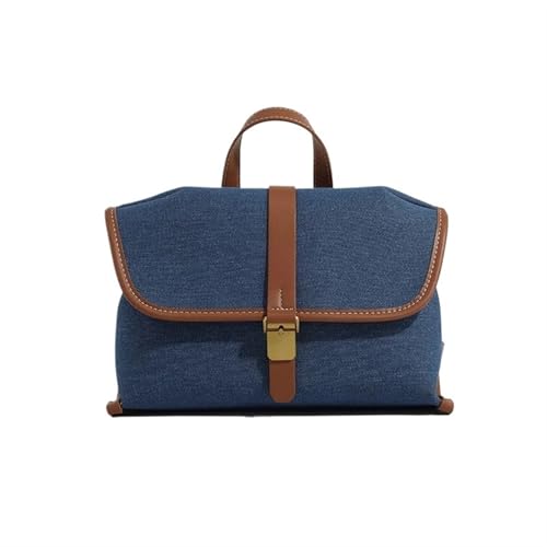 YShiuoL Umhängetasche Damen Umhängetasche PU Denim Patchwork Messenger Bag Frauen Herbst Cool Casual Licht Schulter Tasche Verstellbaren Riemen(Deep Blue) von YShiuoL