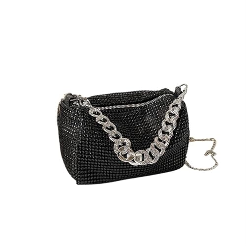 YShiuoL Umhängetasche Damen Umhängetasche Unterarmtasche Mode Glitzer Strass Abendtasche Damen Trend Glänzende Handtasche Weibliche Party(Black) von YShiuoL