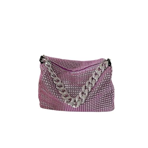 YShiuoL Umhängetasche Damen Umhängetasche Unterarmtasche Mode Glitzer Strass Abendtasche Damen Trend Glänzende Handtasche Weibliche Party(Purple) von YShiuoL