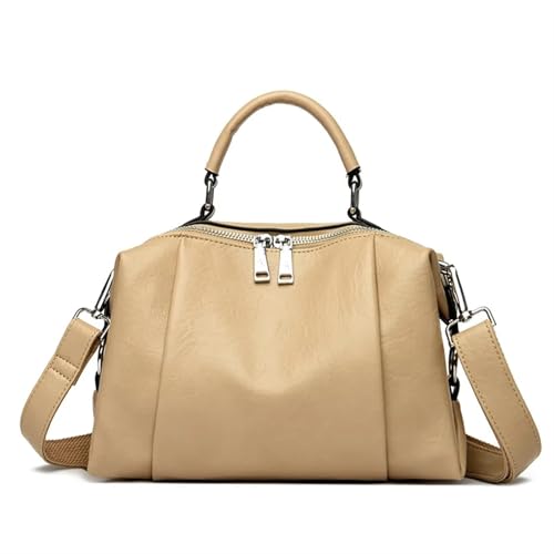 YShiuoL Umhängetasche Damen Umhängetaschen Leder Damen Tasche Mode Plissee Schulter Umhängetasche Große Kapazität Pendler Weibliche Handtasche Messenger(Khaki) von YShiuoL