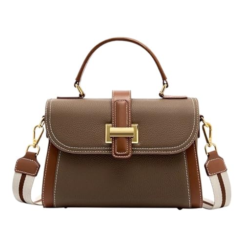 YShiuoL Umhängetasche Damen Umhängetaschen Rindsleder Handtaschen Damen Trend Vintage Breiter Riemen Schulter(Gray) von YShiuoL