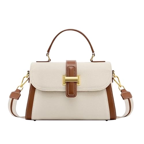 YShiuoL Umhängetasche Damen Umhängetaschen Rindsleder Handtaschen Damen Trend Vintage Breiter Riemen Schulter(White) von YShiuoL