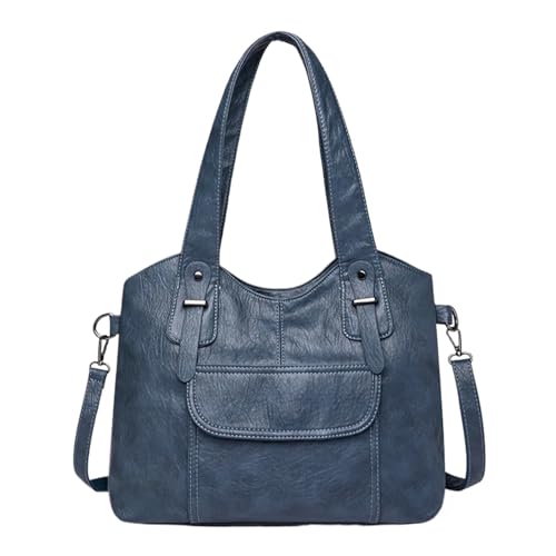 YShiuoL Umhängetasche Damen Umhängetaschen aus weichem Leder, Retro-Handtasche for Damen, große Kapazität, Damen-Schulter-Umhängetasche(Blue) von YShiuoL